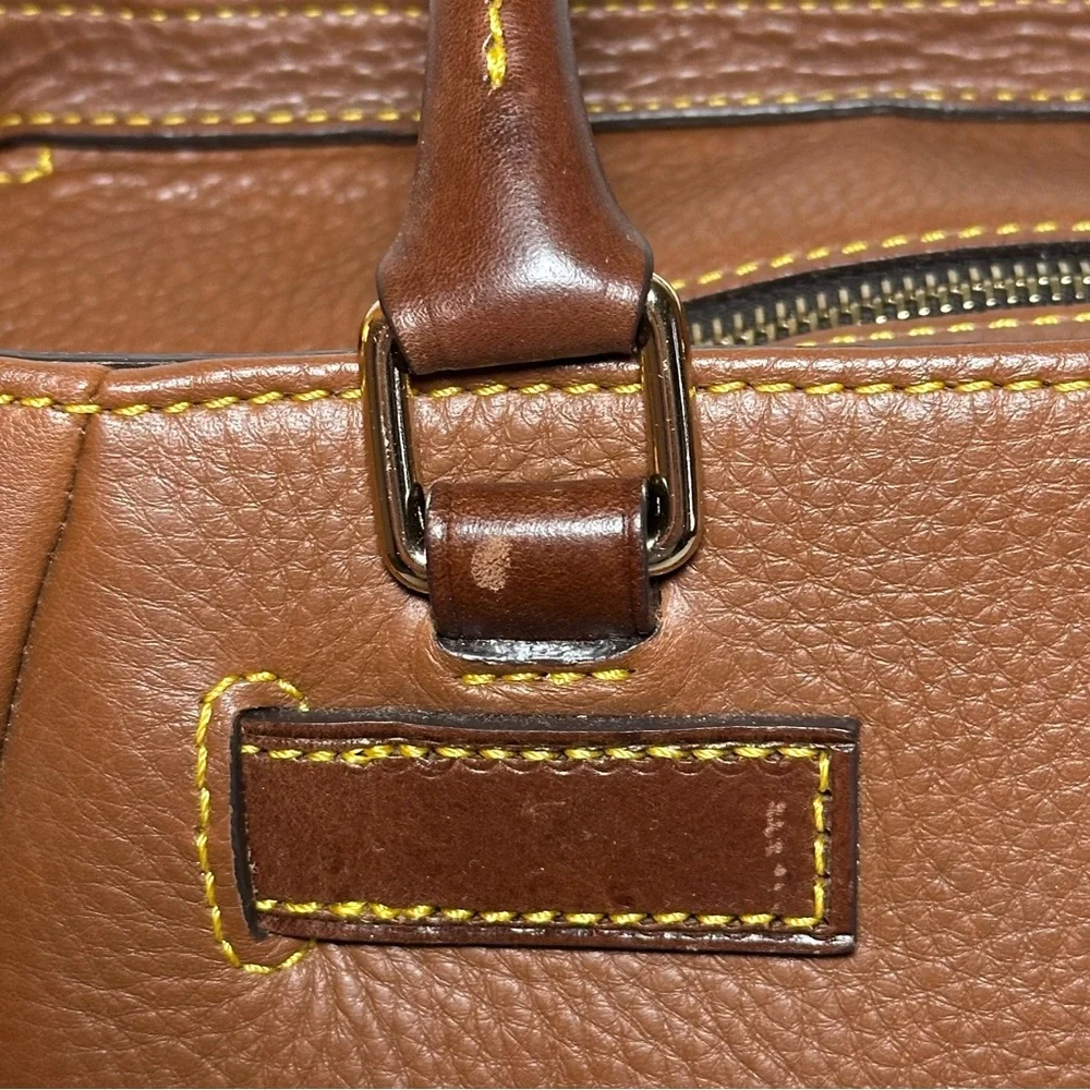 Dooney & Bourke Pebble Leather Satchel Shoulder Bag – Brown with Lock Detail - Picture 5 of 15